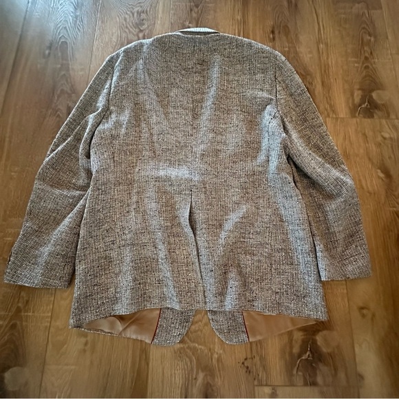 Vintage 100% Silk (Raw) Black & White Woven Sport Coat - 42R - Picture 7 of 8